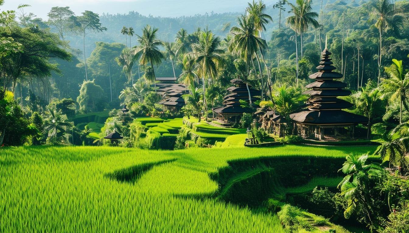 Bali traditional culture travel including rice terraces, beaches, jungle and temples-1